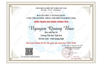 KẾT QUẢ HỘI THI IOE (OLYMPIC TIẾNG ANH) CẤP TOÀN QUỐC
